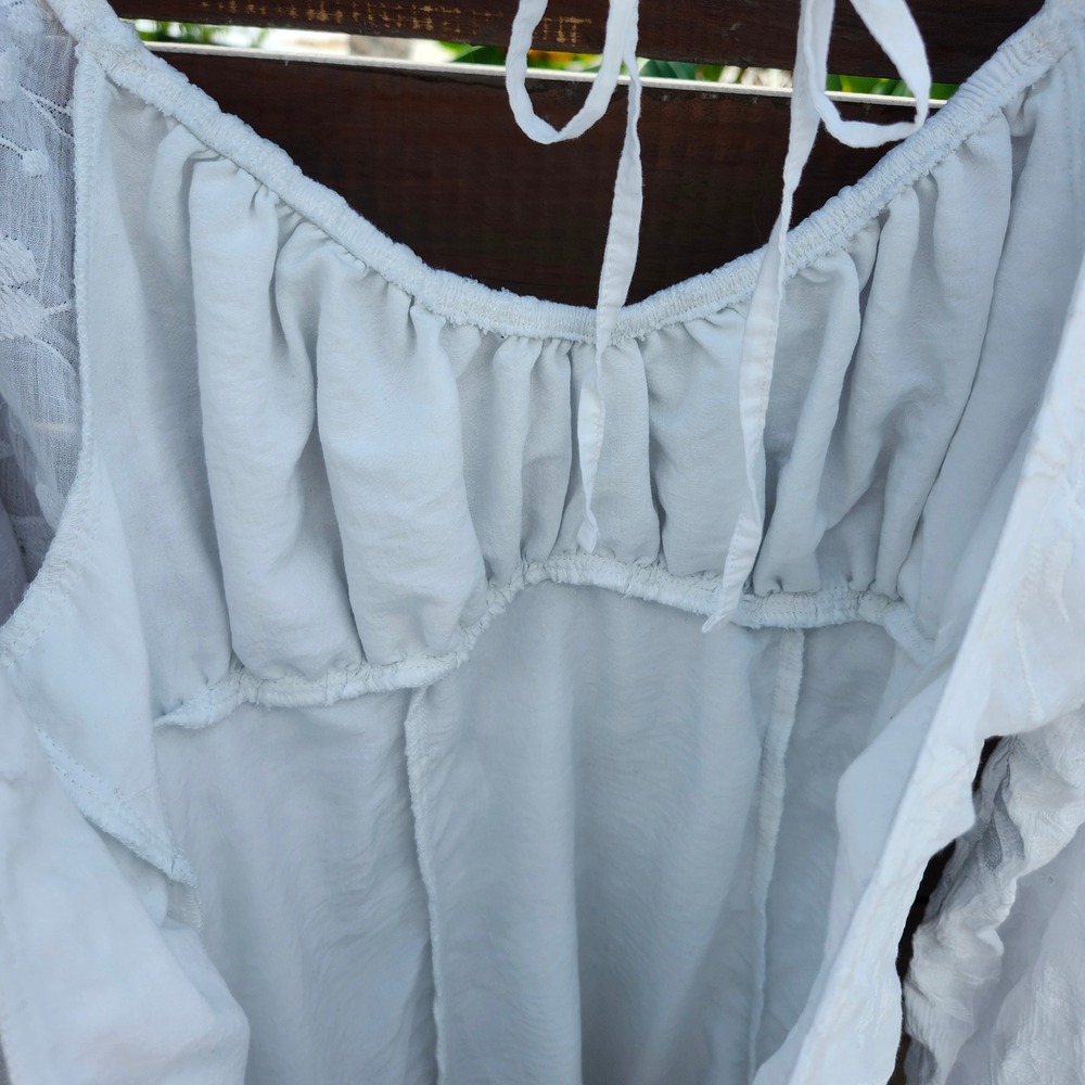 Wild Fable White Textured Mini Dress Open Back‎ Long Sleeve Size M - Picture 7 of 9